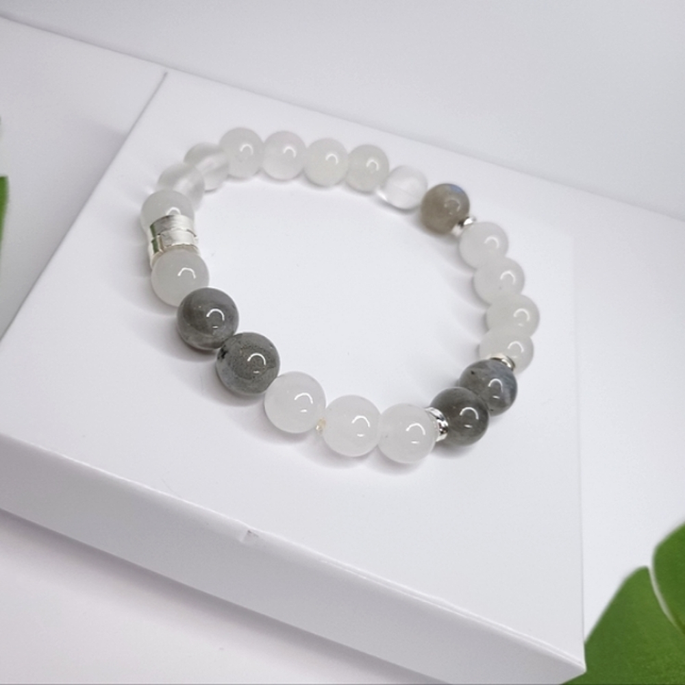 Labradorite + White Jade Healing Crystal Bracelet